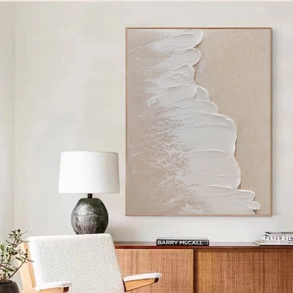 3d ocean textured wall art ocean abstract oil painting on canvas white wave painting sea textured wall art beige abstarct ocean painting