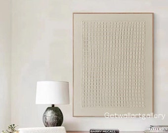 Cremiges beige texturiertes 3D Ölgemälde auf Leinwand beige texturiertes Ölgemälde für Wohnzimmer
