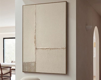 Arte de pared beige beige wabi-sabi arte de pared beige puro pintura minimalista beige neutro arte de pared minimalista Japandi decoración de pared beige para la habitación