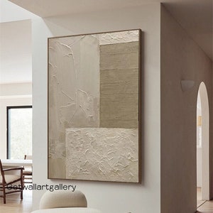 Brown rich textured canvas wall art earth tone color textured canvas art oversized beige painting on canvas boho wall art neutral art