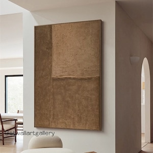 Brown wabi-sabi wall art brown textured canvas art oversized brown oil painting on canvas brown minimalist art for livingroom decor