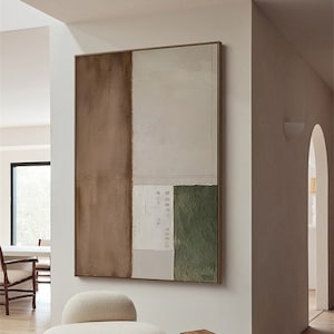 Brown waibi-sabi wall art modern green textured painting neutral beige wall art little nordic white painting on canvas brown wall decor