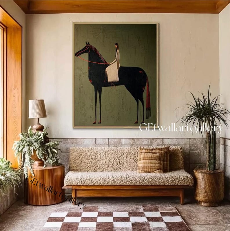 Original Woman Horse Rider Oil Painting, Large Equestrian Wall Art ...