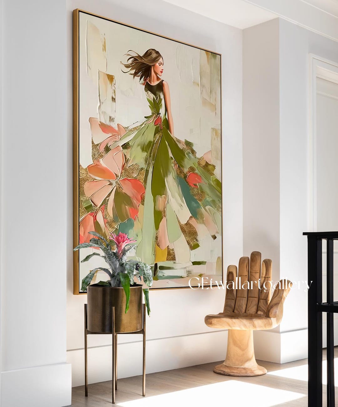 Abstract Woman Figure Oil Painting, Green Textured Canvas Wall Art - Etsy
