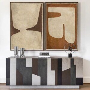 Brown Abstract Painting Set of 2 Wall Art 2 Piece Brown and Beige ...