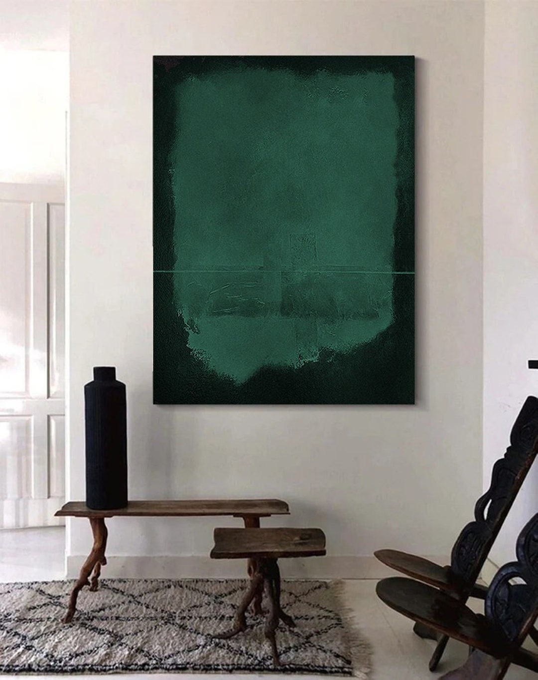Dark Green Wall Art Green Wabisabi Wall Art Black Canvas Art Black and