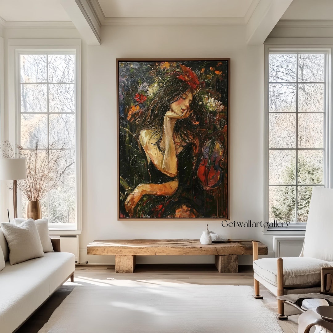 Woman Textured Wall Art Wabi Sabi Art Elegant Sleeping Girl Oil ...