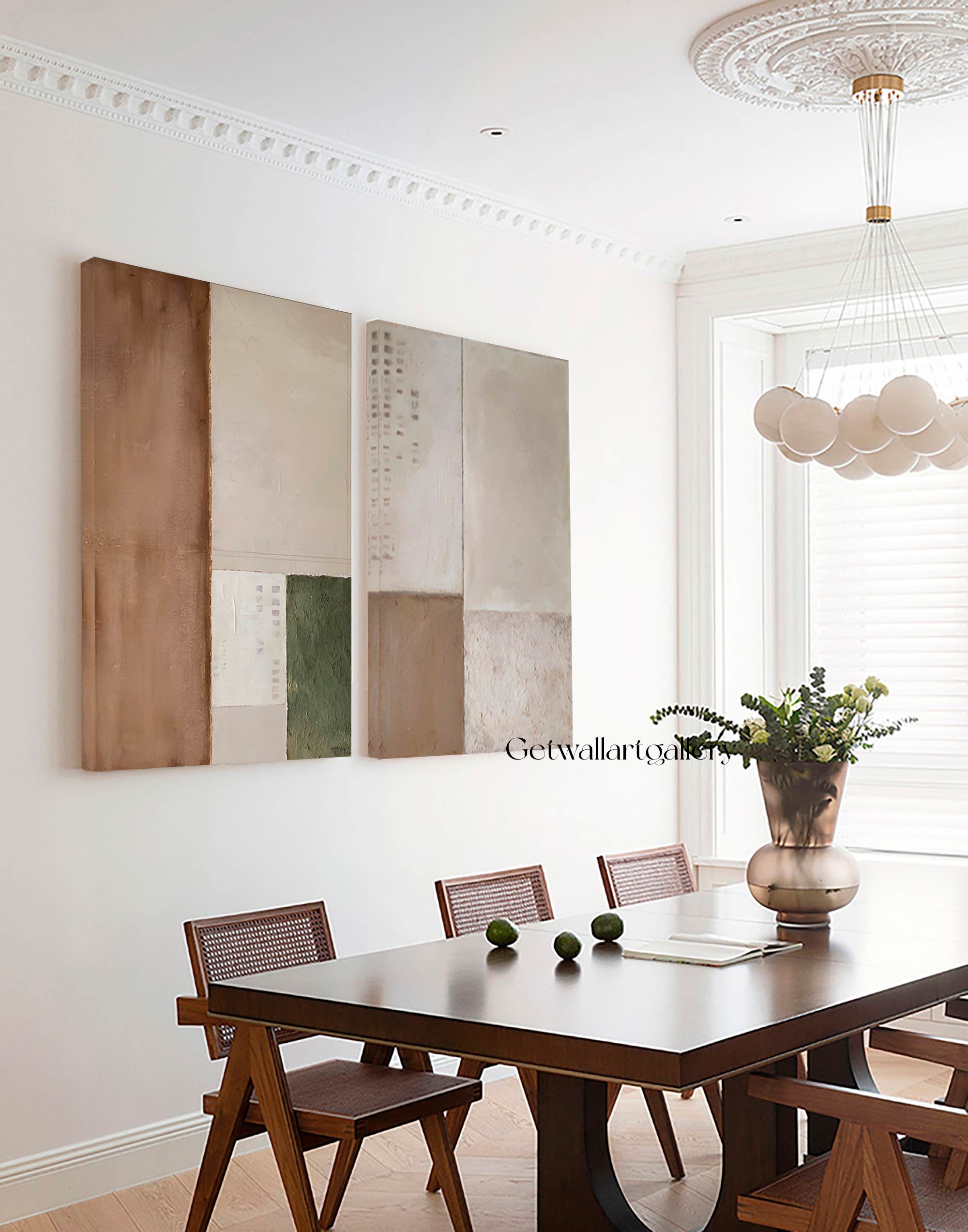 Set of 2 Brown Textured Wall Art 2 Piece Beige and Brown Wall Art a ...
