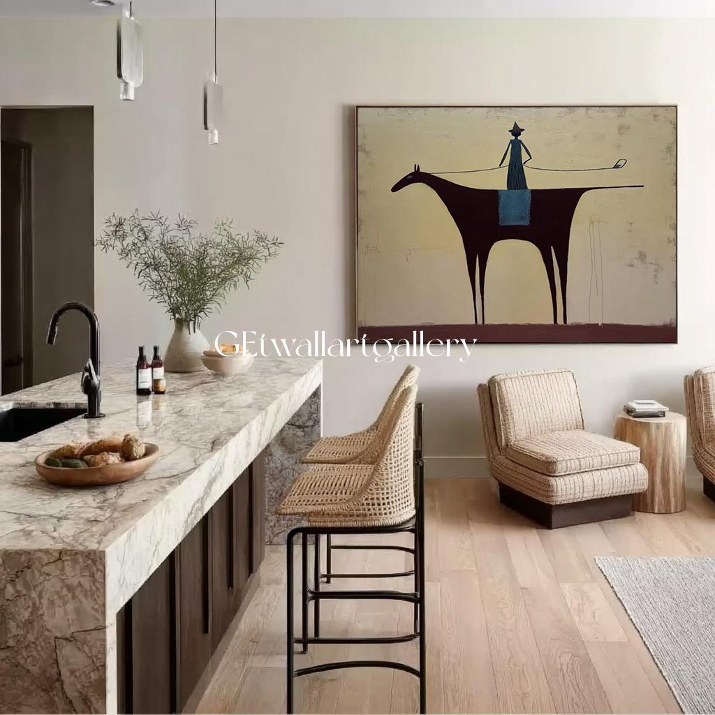 Abstract Magic Girl Figure Wall Art Woman Figural Oil Painting Wabi ...