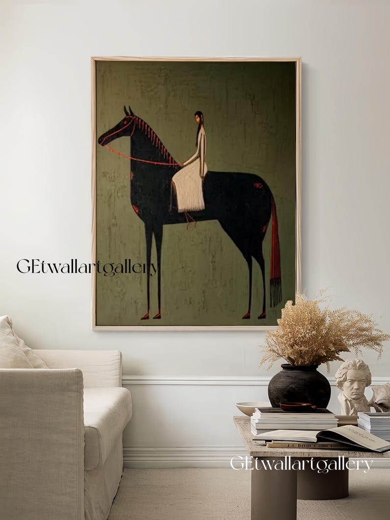 Original Woman Horse Rider Oil Painting, Large Equestrian Wall Art ...