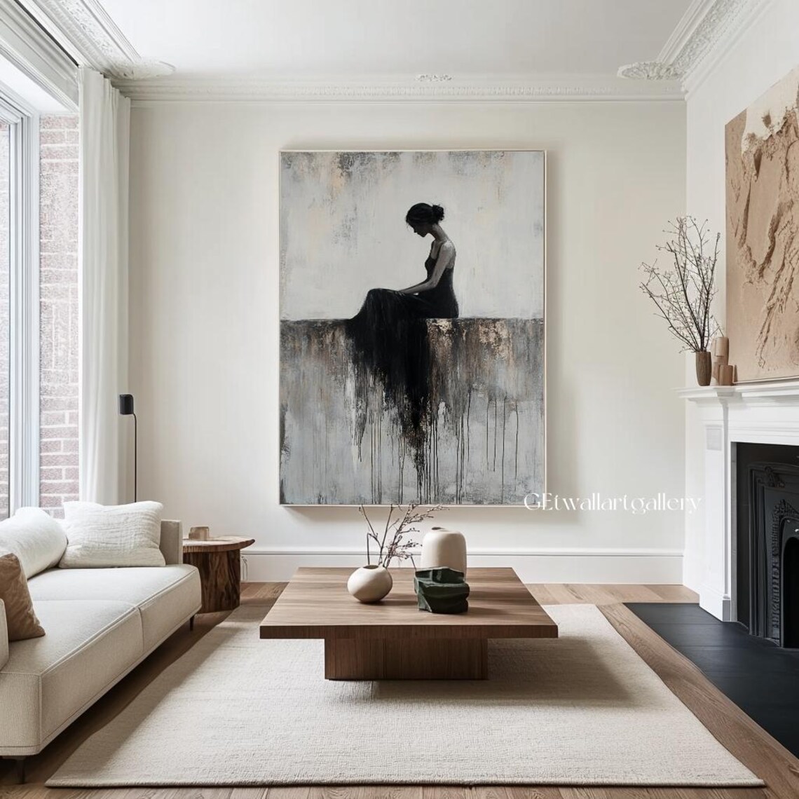 Woman Wabi-sabi Wall Art A Lonely Girl Portrait Abstract Oil Painting ...