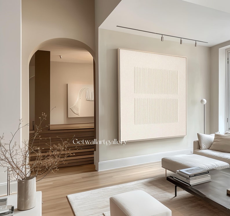 Beige Textured Plaster Painting, Minimal Scandinavian Wall Art for ...