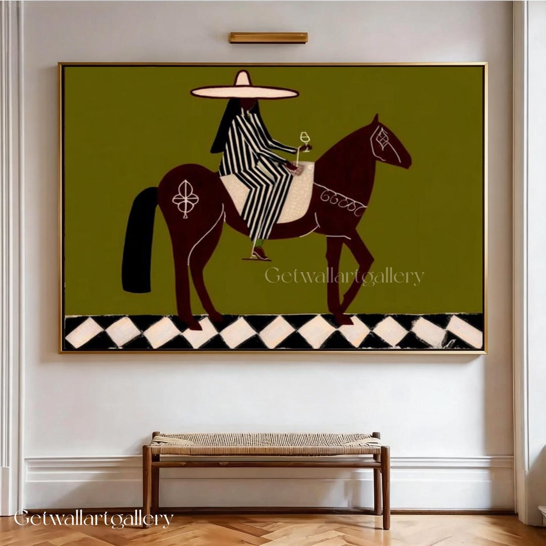 Abstract Black Woman Wall Art, Olive Green Figure Oil Painting, Neutral ...