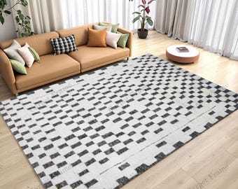 Handmade Wool Area Rug: Ivory Gray modern Design Rugs