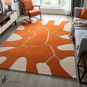 Orange Hand-Tufted Wool Area Rug | Luxurious Soft High-Quality Carpet for Living Room, Bedroom, Office Durable Woolen Floor Decor