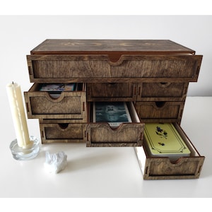 Support de jeu de tarot, boîte de rangement de 9 jeux de tarot, organisateur de jeux de tarot-oracle, autel de sorcière, triple lune