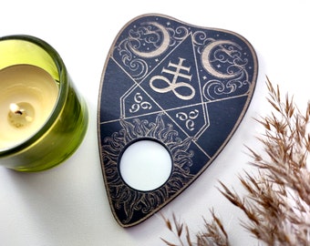Gothic Ouija Planchette Hand-Stained Birch Spirit Board