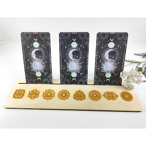 Chakra-elementen tarotkaarthouder, Oracle-kaartdisplay, yoga-altaarvoorziening, bemiddelingskaartstandaard