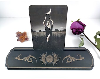 Handgemaakte tarotkaartstandaard matzwart Oracle-kaartdisplay