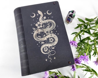 Witchy Snake Tarot Card Box Aged Black Birch Plywood