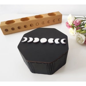 Moon Phase Hexagonal Box: Wiccan Altar Jewelry Storage