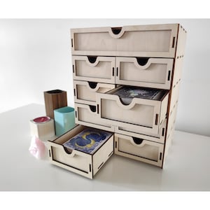 9-Drawer Birch Tarot Box Crystal & Jewelry Organizer, Witchy Altar