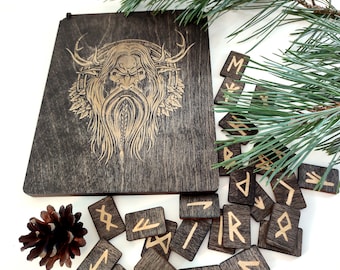 Black Wooden Runes Set Norse Mythology Elder Futhark