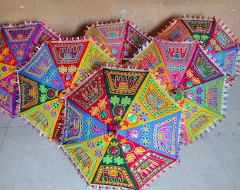 Wholesale Lot Of Handmade Patch Work Garden Umbrella Indian wedding decor cotton Beach parasol Embroidered Traditional Event Decoration