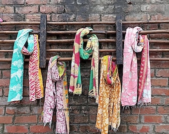 Wende Kantha Schal Boho dünner Schal Baumwollstoff handgemachter Reiseschal