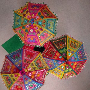 Indian Decorative Embroidery Umbrellas Christmas, Wedding, Baby Shower Umbrella Beautiful Decor Umbrellas Garden decor Parasol