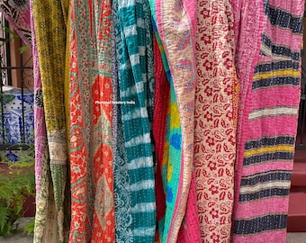 Wholesale Lot of Indian Vintage Cotton Kantha Quilts Handmade Sari Kantha Throw Blankets Sun Dance Beautiful Bohemian Bedding Blankets