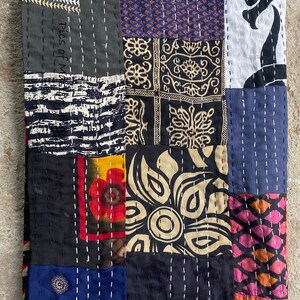 Bohemian Patchwork Quilt Kantha Quilt Handmade Vintage Quilts Boho Bedding Throw Blanket Bedspread Quilting Hippie Quilts For Sale Black