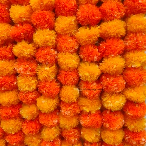 VENDITA SU Fiore di calendula indiano Decorativo artificiale Deewali Corde di ghirlanda di fiori di calendula per la decorazione della festa nuziale di Natale Mango With Orange