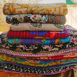 インドのサリーカンタキルト BOHO シック ホームデコレーション カラフル 軽量 寝具 ビーチスロー