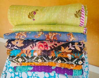 Lot de gros lot de couette kantha vintage indienne couverture réversible couvre-lit en coton jeté de lit kantha couettes décoratives