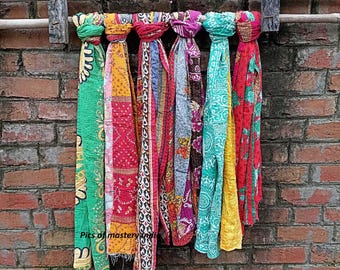 Wholesale lot of Bohemian Cotton Kantha Embroidered Scarf Summer Wrapround Women Style