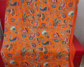 Trapunta Kantha indiana fatta a mano, copriletto Kantha, coperta in cotone, stampa Gudari King, Kantha Twin e Queen Size