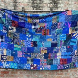 Boho Hippie sidenlapptäcke Kantha-filt boho väggdekoration pläd sängöverkast inflyttningspresent