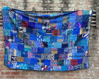 Boho Hippie Seide Patchwork Kantha Decke Boho Wand Dekor werfen Bettüberwurf