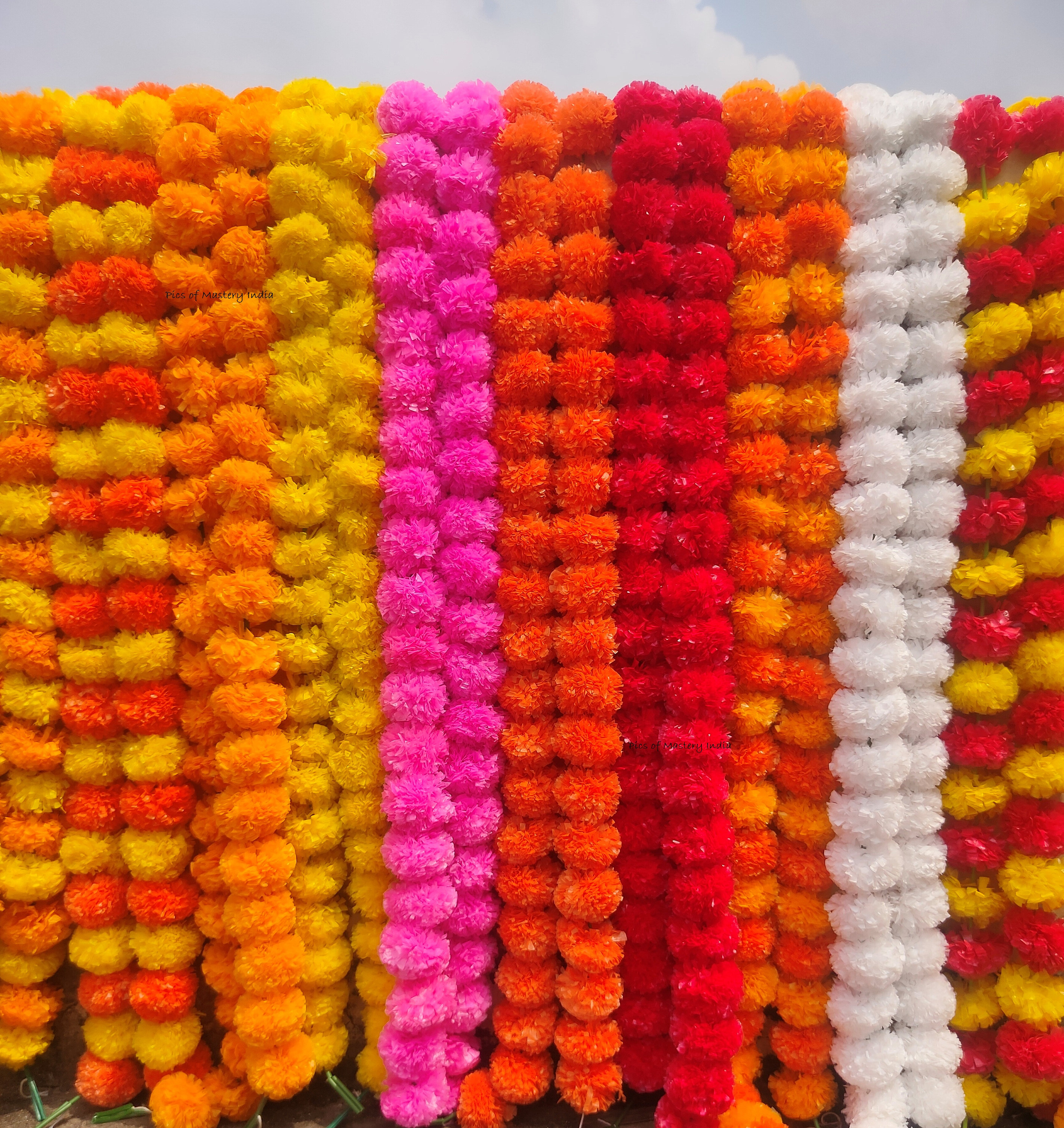 VERKOOP OP Indiase Goudsbloem Kunstmatige Decoratieve Deewali Goudsbloem Bloemenslinger Snaren voor Kerst Bruiloft Decoratie: