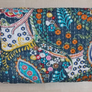 Indian kantha quilt, Kantha Quilt, Kantha Throw, Indian Quilts, Cotton Kantha, bohemian quilt, Handmade Kantha, Boho Quilt.