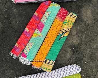 Vintage Cotton Sari Kantha Scarf Hand stitch Reversible Boho Shawl Women Summer Clothing