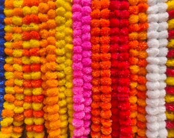 Indiase goudsbloem SALE OP Kunstmatige decoratieve goudsbloem bloemenslinger Snaren voor bruiloft binnen en buiten Feestkleding Decoratieslingers
