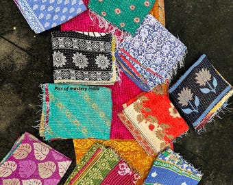 Hand Stitched Reversible Kantha Scarf Indian Cotton Stole floral print Scarves Gift for Her