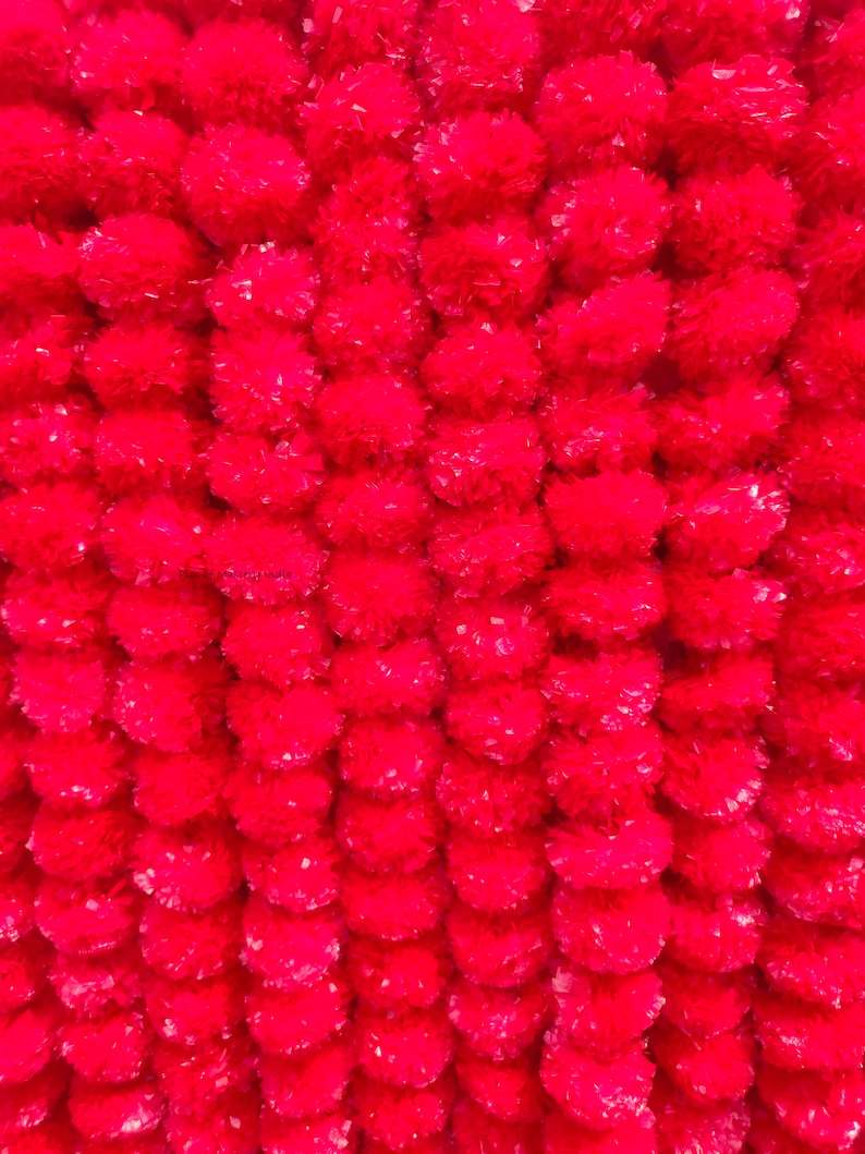 VENDITA SU Fiore di calendula indiano Decorativo artificiale Deewali Corde di ghirlanda di fiori di calendula per la decorazione della festa nuziale di Natale Red