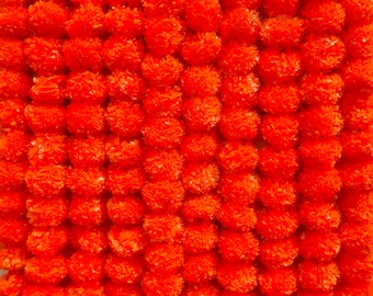 Orange Marigold Garland, Indian Wedding Decor (4.5-5ft)