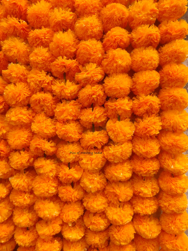 VENDITA SU Fiore di calendula indiano Decorativo artificiale Deewali Corde di ghirlanda di fiori di calendula per la decorazione della festa nuziale di Natale Mango