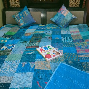 Bohemian Patchwork Quilt Kantha Quilt Handmade Vintage Quilts Boho Bedding Throw Blanket Bedspread Quilting Hippie Quilts For Sale Turquoise