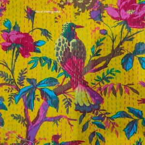 Edredón Kantha indio hecho a mano, colcha bohemia, manta de algodón, funda de cama Kantha, colcha bohemia