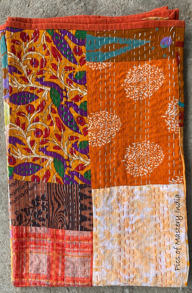 Vintage Quilt Old Patchwork Kantha Indian Gift Kantha Quilted Patchwork